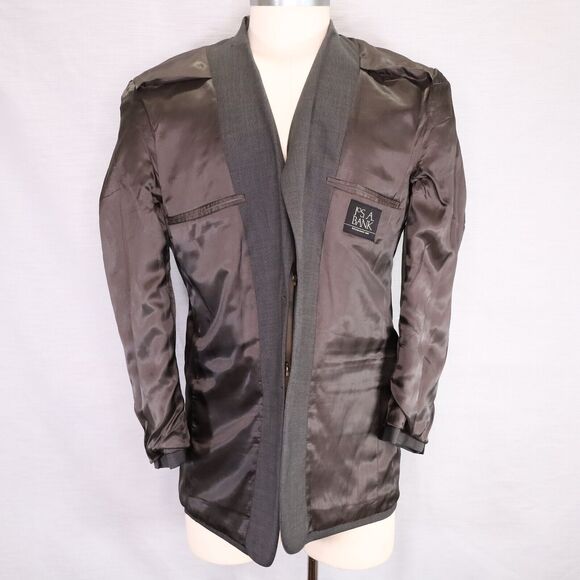 Jos A Bank Sport Coat Mens 41R Wool Gray Micro Plaid Lined Jacket Blazer - Picture 10 of 16